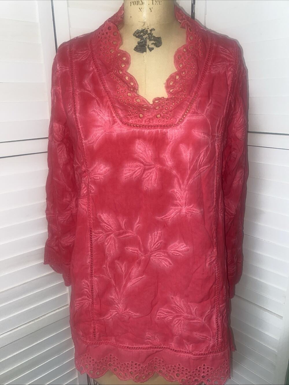Soft Surroundings Women’s Fuchsia Pink Boho Tunic Hippie Festival Sz Med Shirt